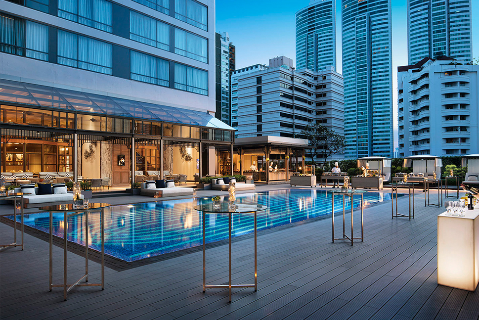 Stylish pool with chefs and wine. Take advantage of Marriott's world-renowned accommodations and hospitality. 
