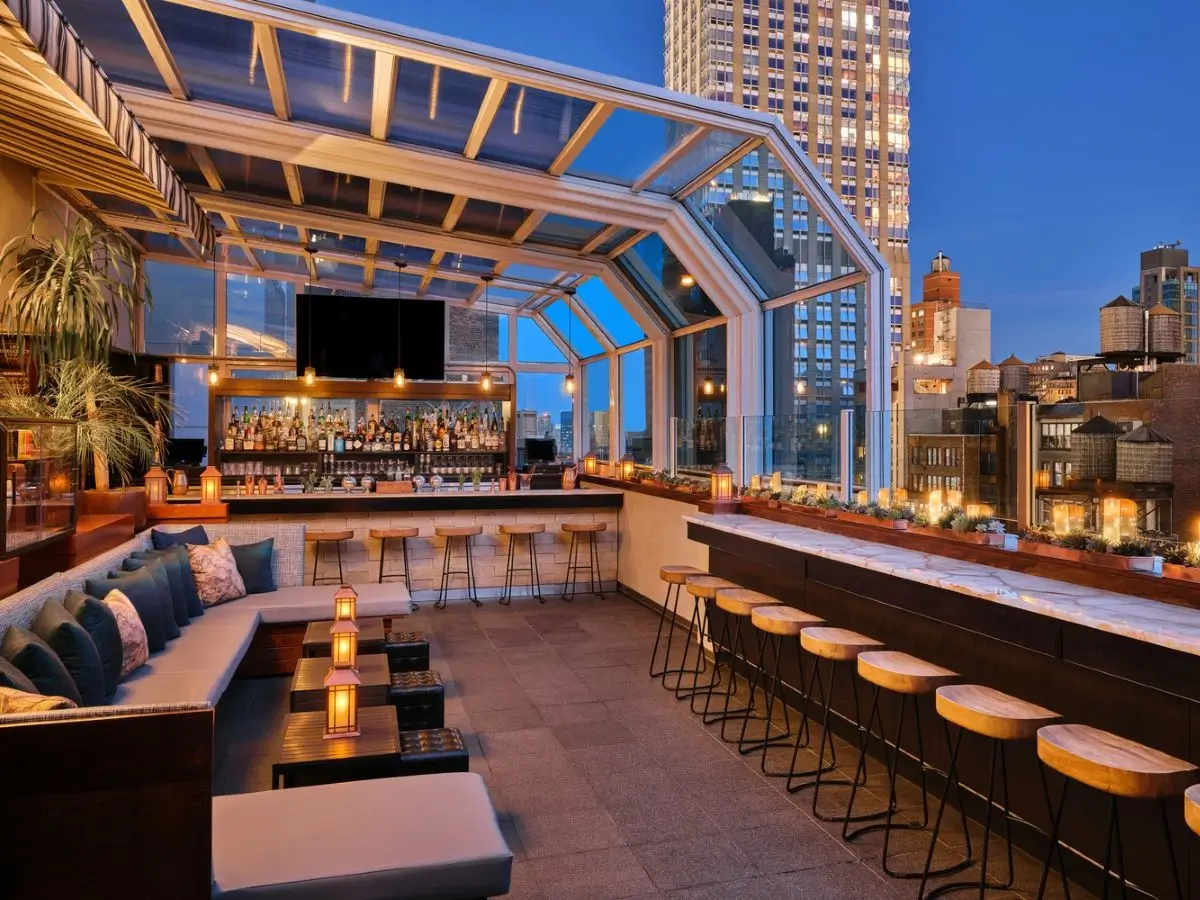 Scenic view of New York City from the Top of the Strand Rooftop Bar